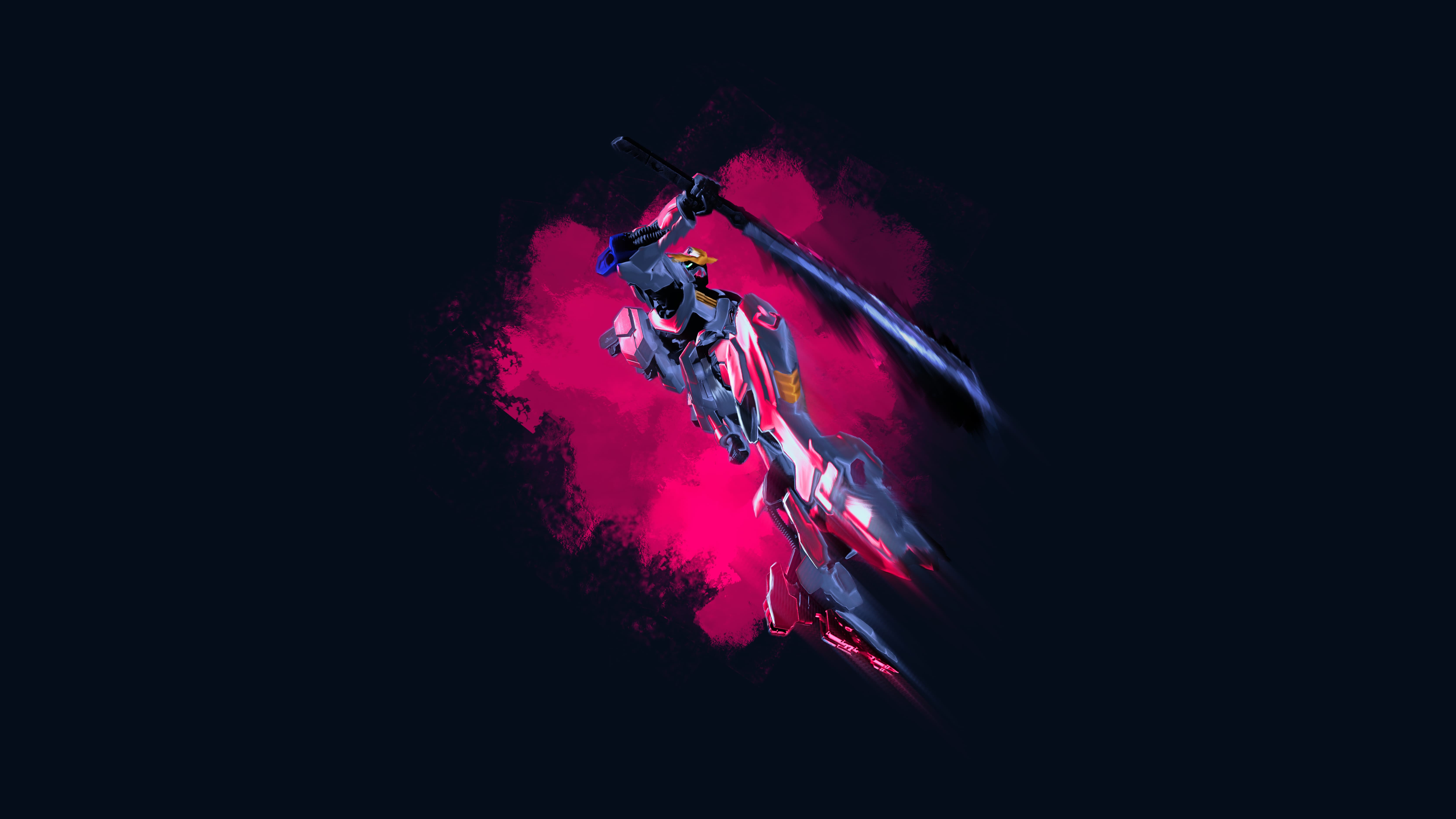 Painterly illustration of Gundam Barbatos in a dynamic pose